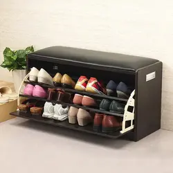 Design of a shoe rack with a seat in the hallway
