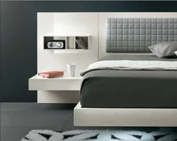 Bedroom design with bed and nightstands
