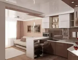 Corner Kitchen Design And Small Living Room