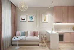 Corner Kitchen Design And Small Living Room