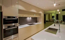 Kitchens without handles in the ceiling design