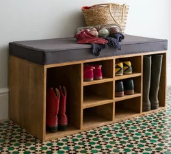 Shoe rack with ottoman for hallway design