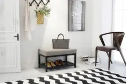 Shoe rack with ottoman for hallway design