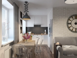 Design of a three-room apartment with a small kitchen