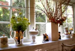 Kitchen Window Sill Design With Flowers