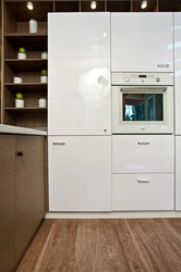 Kitchen design with microwave cabinet