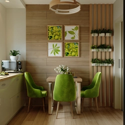 Дизайн всех стен кухни в зоне обеденной