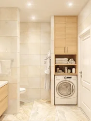 Bathroom design with partition for washing machine