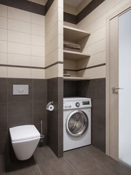 Bathroom Design With Partition For Washing Machine