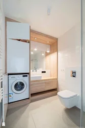 Bathroom design with partition for washing machine