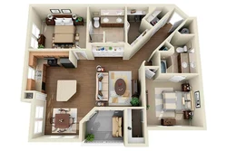 House design with two bedrooms and living room