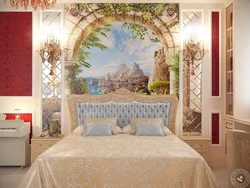 Дизайн спальни с картиной на всю стену