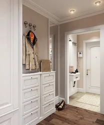 Hallway Design With Soft Seat And Mirrors