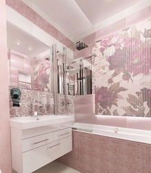 Bathroom design with flowers on the floor