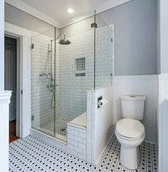 Shower room design without a bathtub with a window