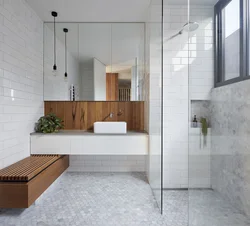 Терезесі бар ваннасыз душ бөлмесінің дизайны