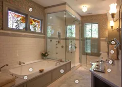 Shower room design without a bathtub with a window
