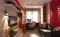 Living room 14 sq m design with balcony