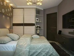 Bedroom design with sofa and wardrobe