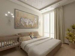 Дизайн спальни 12 кв с детской кроваткой