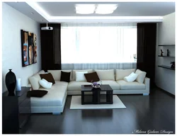 Living room design with corner sofa and TV