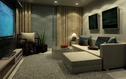 Living room design with corner sofa and TV