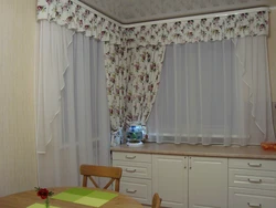 Corner kitchen design and curtains for the kitchen
