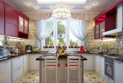 Угловая кухня дизайн и шторы для кухни