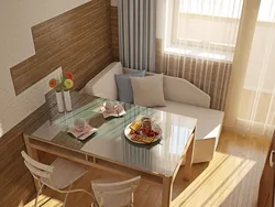 Дизайн кухни с диваном и телевизором и балконом
