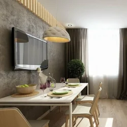 Дизайн Кухни С Диваном И Телевизором И Балконом