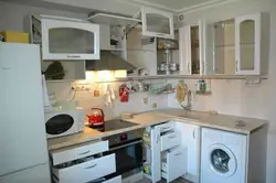 Design of a small kitchen with a dishwasher in Khrushchev