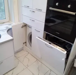 Design of a small kitchen with a dishwasher in Khrushchev