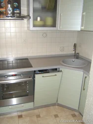 Design of a small kitchen with a dishwasher in Khrushchev