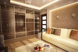 Living Room Design In An Apartment With A Sofa And Wardrobe