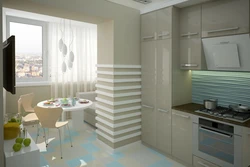 Design of a one-room apartment with a loggia in the kitchen 40 m2