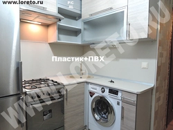 Kitchen design 6 meters with column refrigerator and washing machine