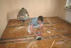 Old floors in the apartment photo