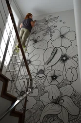 Drawings on the wall in the apartment with your photos