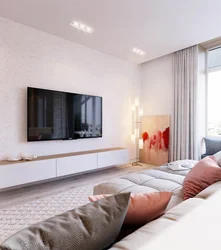 TV in the interior of a one-room apartment