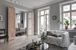 White windows in the interior of the apartment