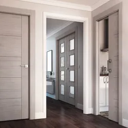 Gray brown doors in the interior of the apartment
