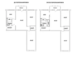 Design of a three-room apartment with two balconies