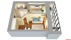 Apartment design 32 sq.m. with balcony