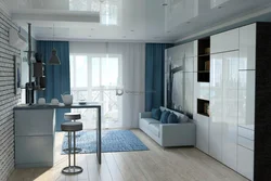 Design of a one-room apartment with a balcony of 30 square meters