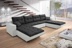 U shaped sofa with sleeping place photo