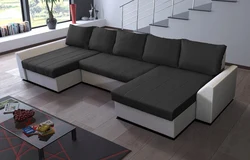 U shaped sofa with sleeping place photo