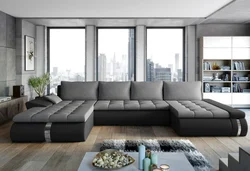 U shaped sofa with sleeping place photo