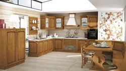 Kitchen interior wooden wallpaper