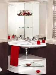 Corner sink with mirror for bathroom photo