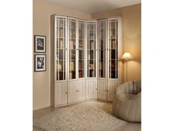 Corner wardrobe with glass in the living room photo